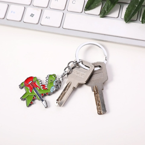 Cute Cartoon Dinosaur Keychain Zinc Alloy Enamel Pendant Colorful Car Key Ring Bag Accessory For Kids Women Men Gift