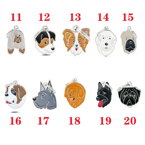 Cartoon Dog Breed Enamel Pet ID Tag Alloy Metal Animal Shape Keychain Pendant For Dog Cat Collar Charm Jewelry Gift
