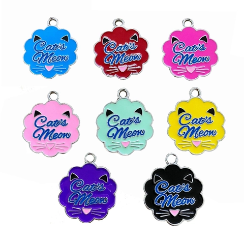 Pet ID Tag Zinc Alloy Enamel Cartoon Cat Face Nameplate Anti-lost Kitten Puppy Collar Accessory Fashion Jewelry Pendant For Pets