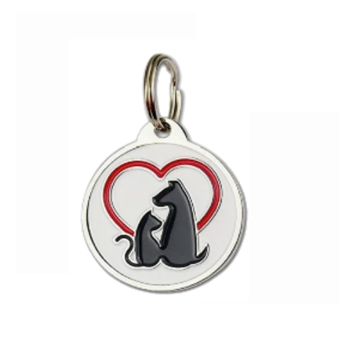 Ronde Huisdier ID-penning Metaal Zinklegering Emaille Hart Kat Hond Silhouet Anti-verlies Halsband Hanger Voor Honden Katten