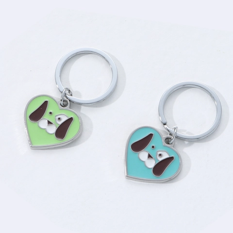 Cartoon Hund Herzförmiger Schlüsselanhänger Emaille Metall Schlüsselring Zinklegierung Anhänger Tasche Geschenk Damen Kinder