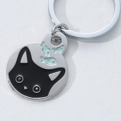 Cartoon Runder Katze Zinklegierung Schlüsselanhänger Künstlerischer Emaille Tieranhänger Metall Schlüsselring Für Tasche Auto Dekoration