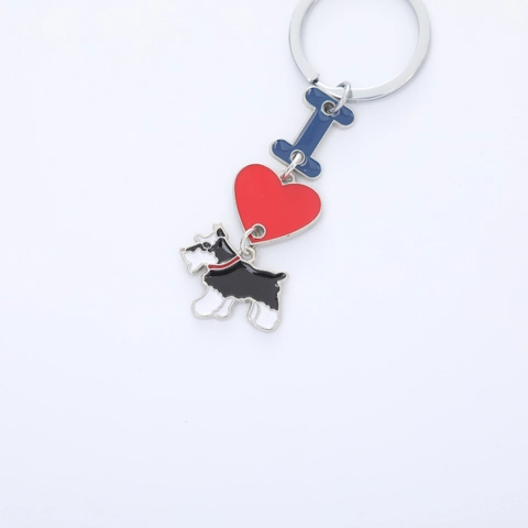 Zinklegierung Emaille Hund Schlüsselanhänger I Love My Pet Herz Knochen Anhänger Schlüsselring Für Damen Auto Tasche Deko Geschenk