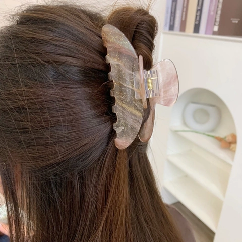 Elegante Molla per Capelli a Texture Marmo Luccicante a Forma di Squalo per Donne Ragazze Accessori Semplici per Styling