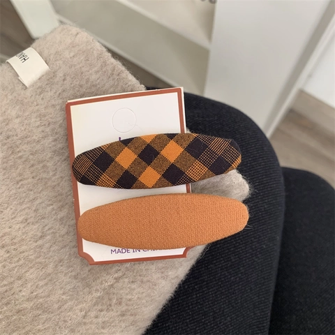 Koreanischer Stil Karomuster Serie BB Clip Kürbis Orange Stoff Umwickelt Haarspangen Set Süß Handgefertigte Haarnadel Für Damen Mädchen