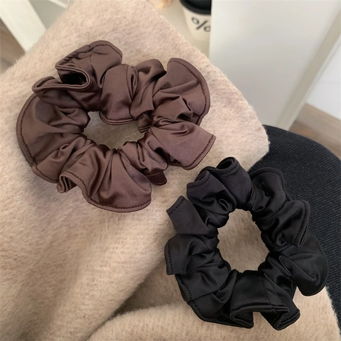 Simple Satin Pleated Fabric Hair Scrunchie High Elastic Hair Tie Temperament Versatile Ponytail Holder Women Accessories