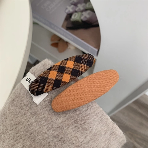Koreanischer Stil Karomuster Serie BB Clip Kürbis Orange Stoff Umwickelt Haarspangen Set Süß Handgefertigte Haarnadel Für Damen Mädchen
