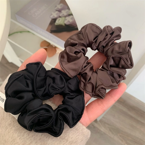Simple Satin Pleated Fabric Hair Scrunchie High Elastic Hair Tie Temperament Versatile Ponytail Holder Women Accessories