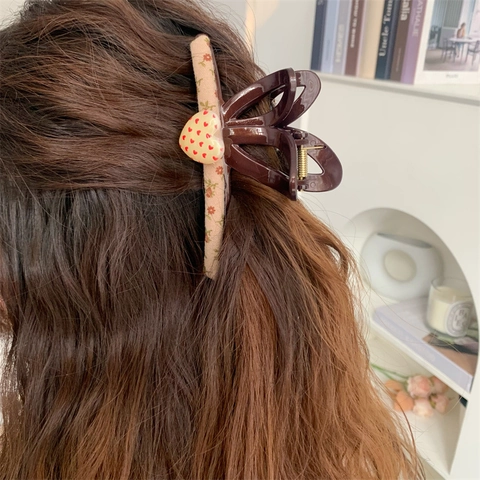 Damen Süß Plüsch Hund Blumen Stoff Haarkralle Groß Retro Braun Haarklammer Süß Herz Koala Stoff Haarschmuck