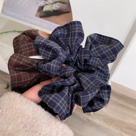 Elastico per Capelli Vintage in Tessuto a Quadri Accessori per Capelli Fatti a Mano per Donna Decorazione Quotidiana