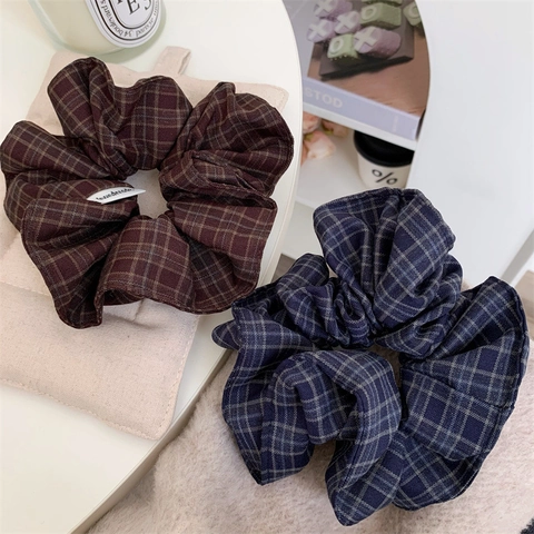 Elastico per Capelli Vintage in Tessuto a Quadri Accessori per Capelli Fatti a Mano per Donna Decorazione Quotidiana
