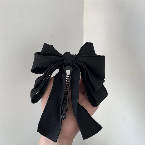 Korean INS Style Sweet Multi-layer Fabric Bow Banana Clip Retro Ponytail Jaw Clip For Women Elegant Hair Accessories