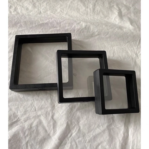 ABS Πλαστικό 3D Κουτί Κοσμημάτων Μαύρο Τετράγωνο Θήκη Μεμβράνης PE Ανθεκτική στη Σκόνη για Σκουλαρίκια Δαχτυλίδια Κολιέ
