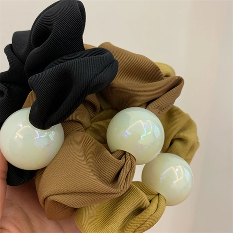 Elastico per Capelli in Tessuto Grande Stile Coreano Elegante Con Perla Artificial Sintetica Luminosa Fascia per Capelli Elastica Accessori Capelli Quotidiani Donna