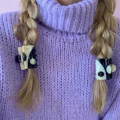 Pinza para el Cabello de Acetato Vintage Tai Chi Yin Yang Accesorio para el Cabello Empalme Geométrico de Contraste para Mujer