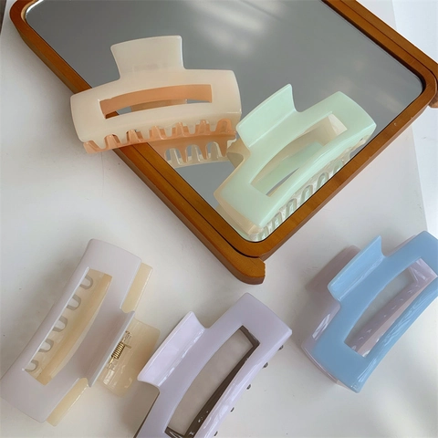 Pinzas para el Cabello Grandes de Acetato para Mujer Cuadrado Hueco Bloques de Color Elegantes Accesorios de Peinado