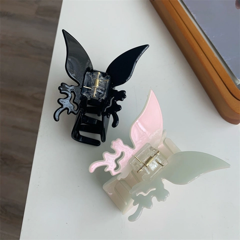 Pince à Cheveux Papillon Élégante pour Femmes Pince Crabe Nœud Ajouré Accessoires de Cheveux en Plastique pour Cheveux Épais
