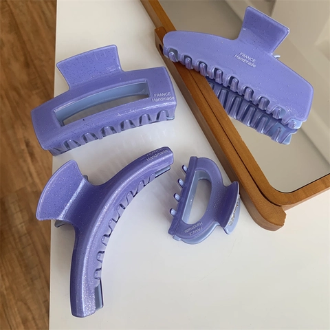 Fermaglio per Capelli in Acetato Vintage Viola Lavanda con Glitter Stellati Artigianale Geometrico per Donna