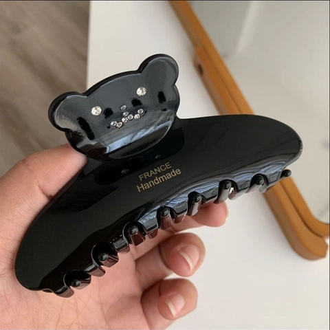 Französisch Vintage Bär Acetat Haarklammer Strass Tier Muster Punkte Leopard Schildpatt Haarspange Für Damen Schmuck