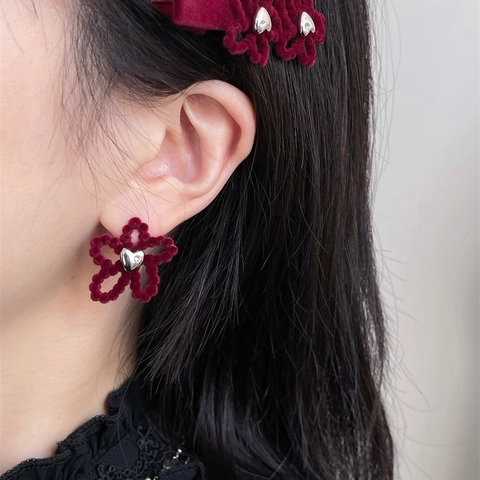 Elegante Fermaglio Per Capelli In Velluto Stile Coreano Con Cuore In Metallo E Strass Accessorio Per Capelli Da Donna
