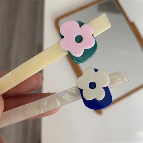 Koreanisch Minimalistisch Acetat Blume Entenschnabel Haarclip Vintage Floral Seitenclip Elegant Haarschmuck Für Damen Mädchen