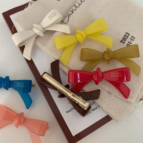 Pinza de Pelo de Lazo de Acetato Con Letras Elegante Simple Dulce Pinza de Pico de Pato Para Mujer Accesorios de Pelo