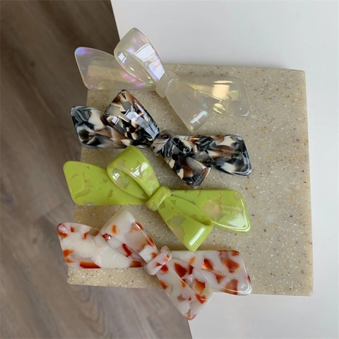 Koreanischer Stil Acetat Schleife Haarklammer Frische Marmor Schildpatt Textur Entenschnabel Clip Handgefertigt Damen Haarschmuck