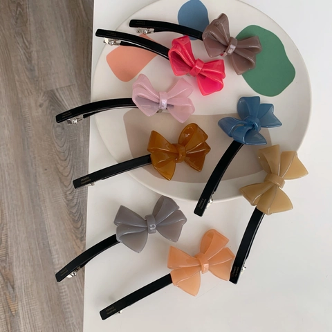 Pince à Cheveux à Ressort Style Forêt Coréenne Couleur Unie Nœud à 3 Couches Acétate Style Français Accessoires Élégants Femmes