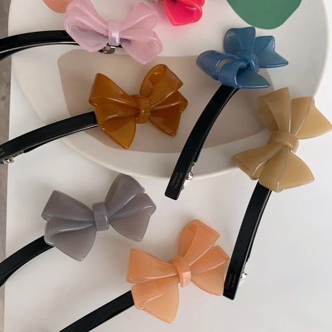 Pince à Cheveux à Ressort Style Forêt Coréenne Couleur Unie Nœud à 3 Couches Acétate Style Français Accessoires Élégants Femmes