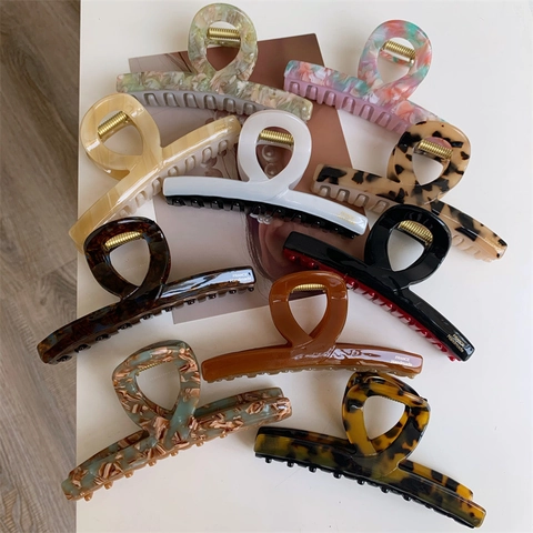 Elegante Acetaat Haarklem Grote Schildpad Marmerpatroon Haarklauw Voor Vrouwen Retro Franse Stijl Haaraccessoires