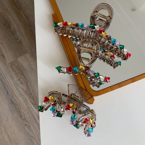 Bunte Herz Strass Acryl Haarkralle Transparent Bernstein Große Haarklammer Für Damen Elegante Mode Haarschmuck