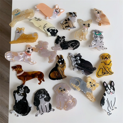 Cute Cartoon Dog Acetate Hair Clips French Niche Design Pet Breed Duckbill Side Clips For Women Girls Hair Accessories