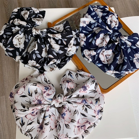 Clip para el Cabello con Lazo Floral Grande Vintage Artístico en Tela con Clip de Resorte Hecho a Mano para Mujer