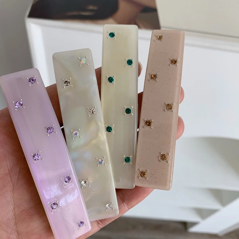 Geometrische Acetaat Rechthoek Veer Haarspeld Luxe Strass Haarspeld Voor Dames Dagelijks Feest Haaraccessoires