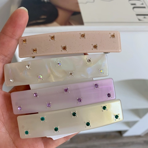 Geometrische Acetaat Rechthoek Veer Haarspeld Luxe Strass Haarspeld Voor Dames Dagelijks Feest Haaraccessoires