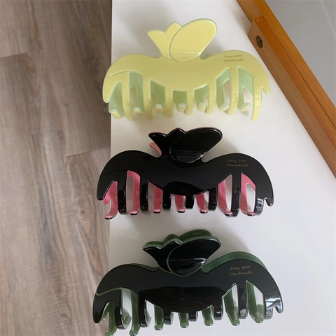 Vintage Tulp Bloem Acetaat Haarklem Kleurblok Ontwerp Grote Haarklem Voor Vrouwen Elegante Haarstyling Accessoires
