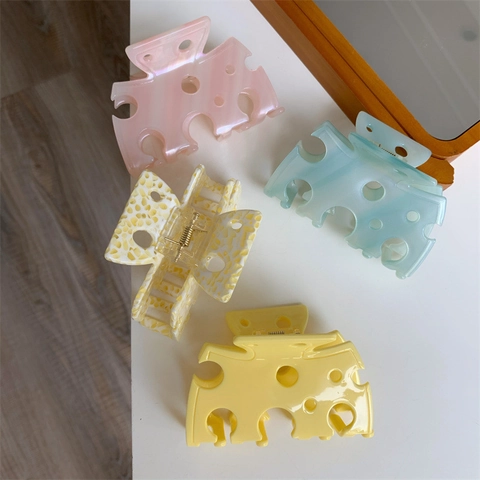 Pinza per Capelli a Forma di Formaggio Design Creativo in Acetato Traforato Clip per Capelli per Donna Accessori Quotidiani