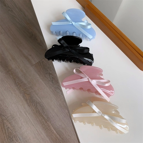 Elegant Korean Style Cellulose Acetate Bowknot Hair Claw Clip Large Butterfly Shark Clip For Women Daily Hair Accessories