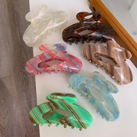 Fermaglio per Capelli in Acetato Vintage Motivo Marmo Pittura a Olio Farfalla Molla per Capelli Donna Gioielli per Capelli