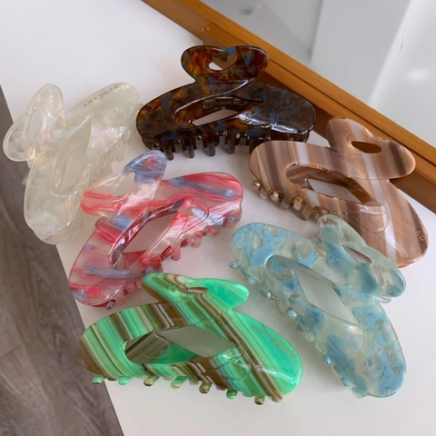 Fermaglio per Capelli in Acetato Vintage Motivo Marmo Pittura a Olio Farfalla Molla per Capelli Donna Gioielli per Capelli