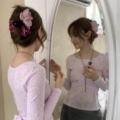 Clip per Capelli Orchidea Phalaenopsis Realistica Con Perla Artificial Sintetica Elegante Clip a Becco d'Anatra Orchidea Donna