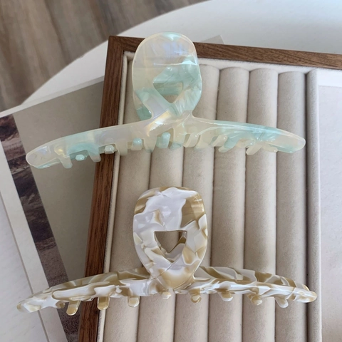 Pinza para el Pelo Grande de Acetato con Textura de Mármol Vintage para Mujer Hecha a Mano Antideslizante Accesorio Elegante