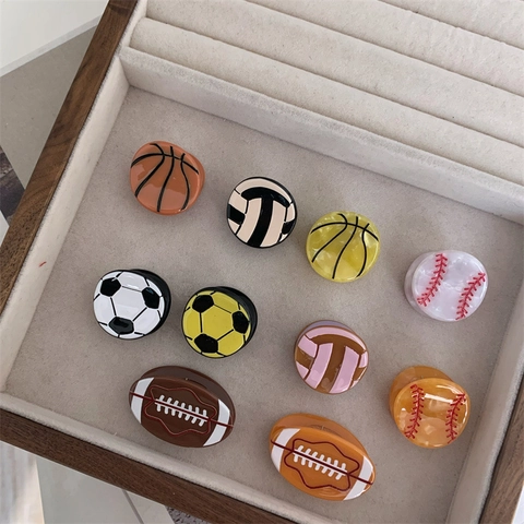Pinzas de Pelo Pequeñas de Acetato Mini Pelota Deportiva Fútbol Baloncesto Rugby Voleibol Béisbol Accesorios para el Cabello Mujer Niños