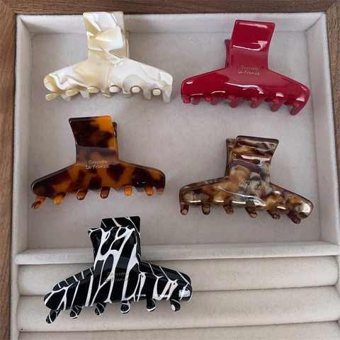 Molla per Capelli in Acetato Francese Vintage Media Antiscivolo Motivo Leopardo Marmo per Accessori Styling Donna