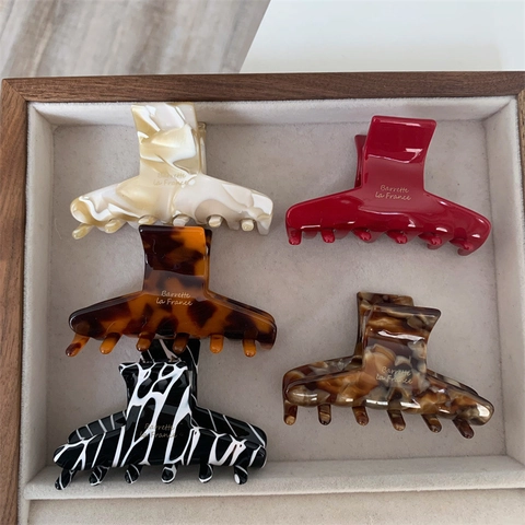 Molla per Capelli in Acetato Francese Vintage Media Antiscivolo Motivo Leopardo Marmo per Accessori Styling Donna