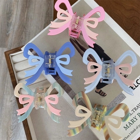 Zoete Vlinder Acetaat Haarklem Clip Elegante Kleur Patchwork Marmer Textuur Haarklem Paardenstaart Haaraccessoires Voor Vrouwen
