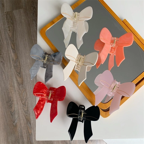 Minimalistische Acetaat Strik Haarklem Voor Vrouwen Vintage Marmeren Patroon Haargreep Accessoires