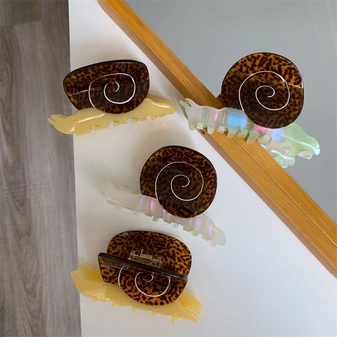 Acetaat Slakvorm Haarklem Luipaardprint Schildpad Aurora Afwerking Schattige Cartoon Haarklauw Vrouwen Sieraden