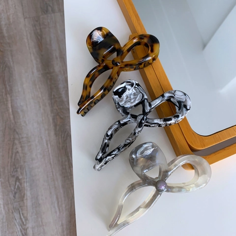 Pinza per Capelli Coreana in Acetato a Fiocco Grande Leopardo Trama di Marmo Clip per Capelli Sharks Moda Vintage Donna Gioielli per Capelli