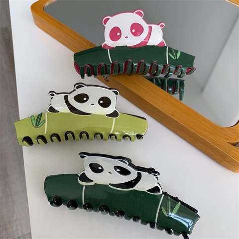 Handgemaakte Acetaat Schattige Cartoon Panda Bamboe Haarklem Shark Clip Mode Dier Ontwerp Haaraccessoires Voor Dames